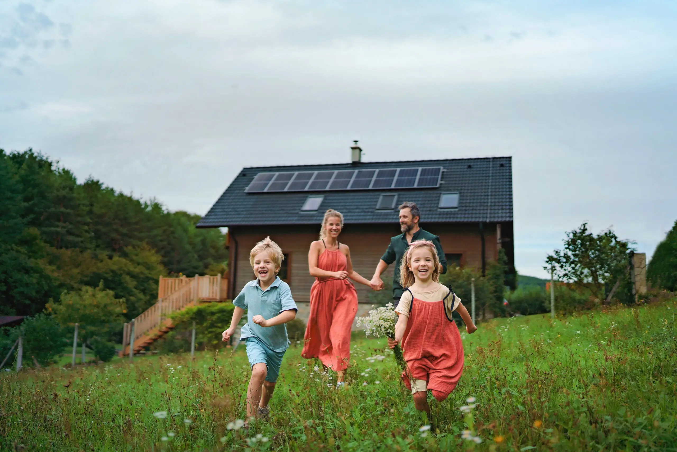 Happy Family After Solar Panels are installed with Original Energy Solar Installation Company in San Luis Obispo